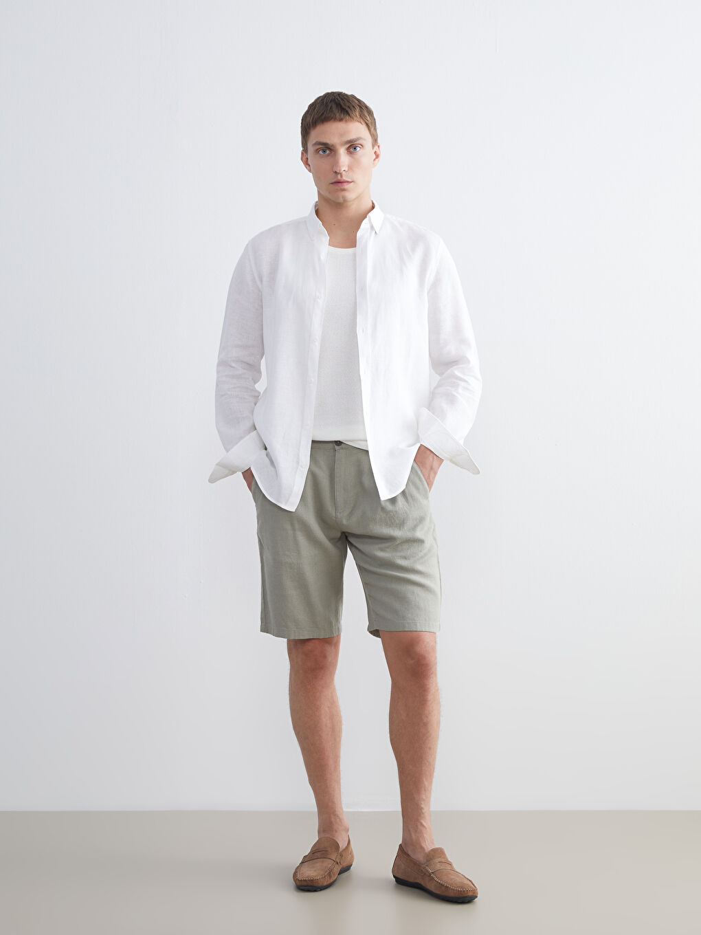 Standard Fit Linen Blend Men's Shorts