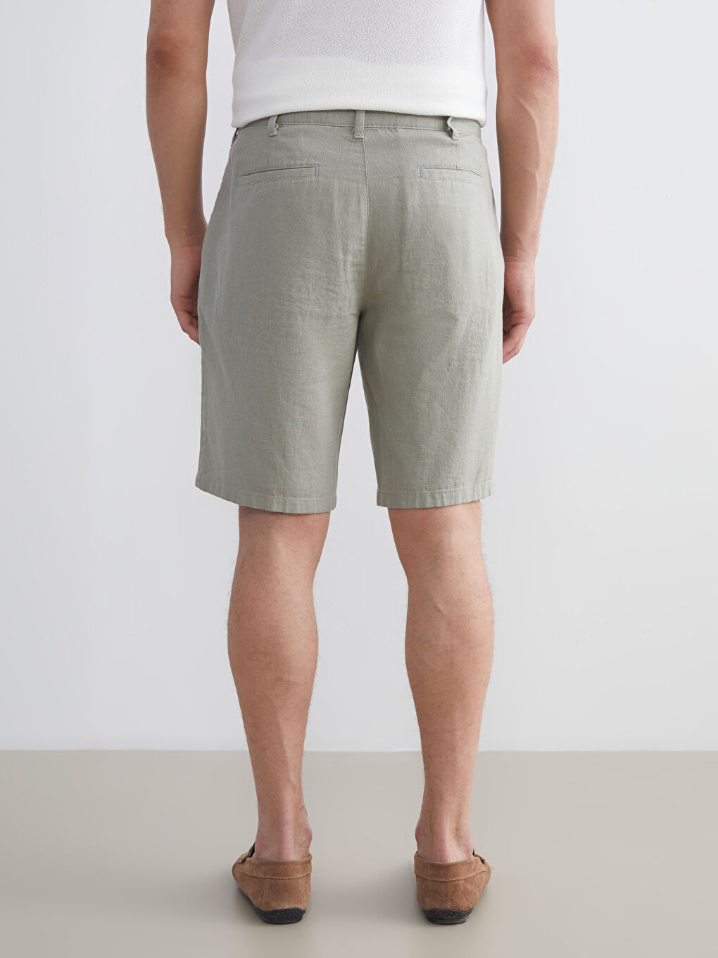 Standard Fit Linen Blend Men's Shorts-3