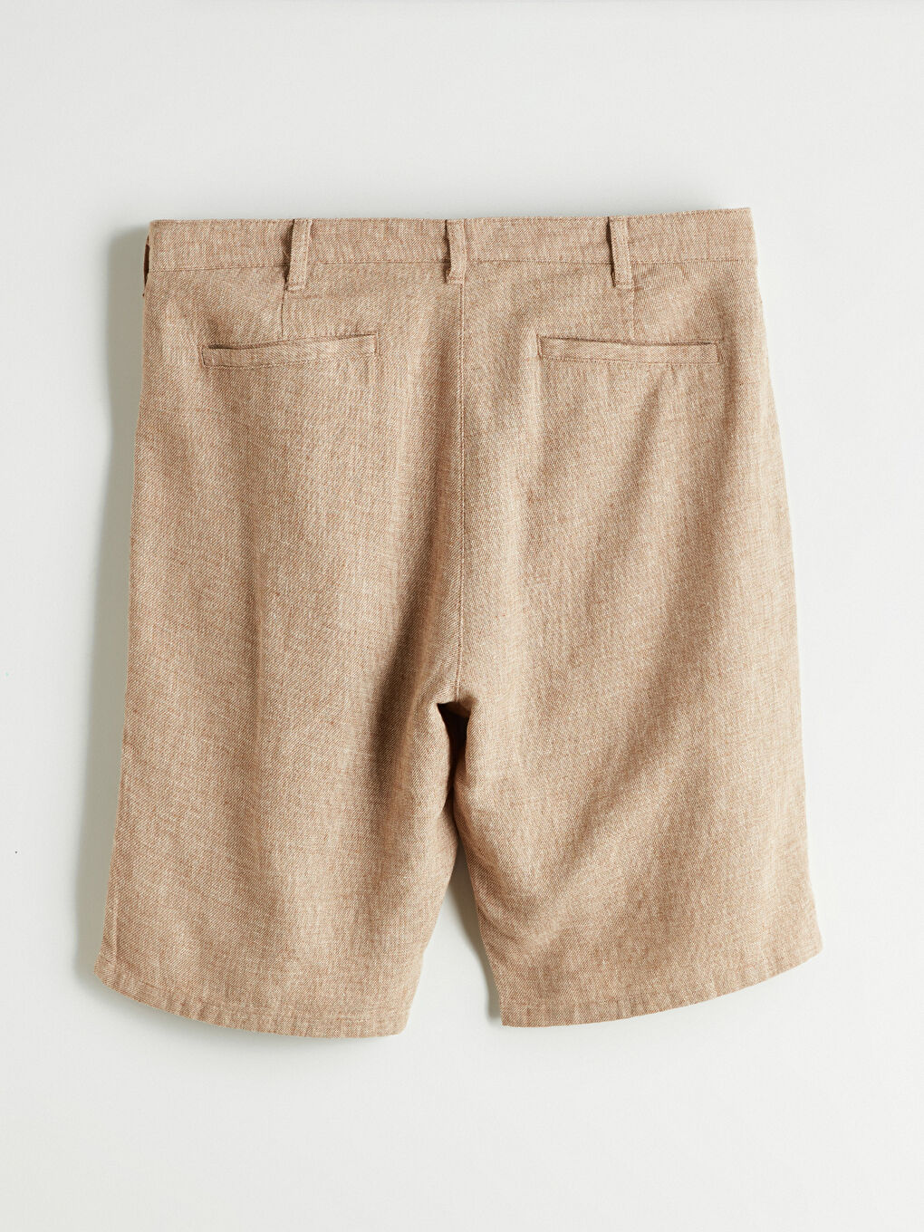 Kahverengi Standart Kalıp Keten Karışımlı Erkek Şort-5