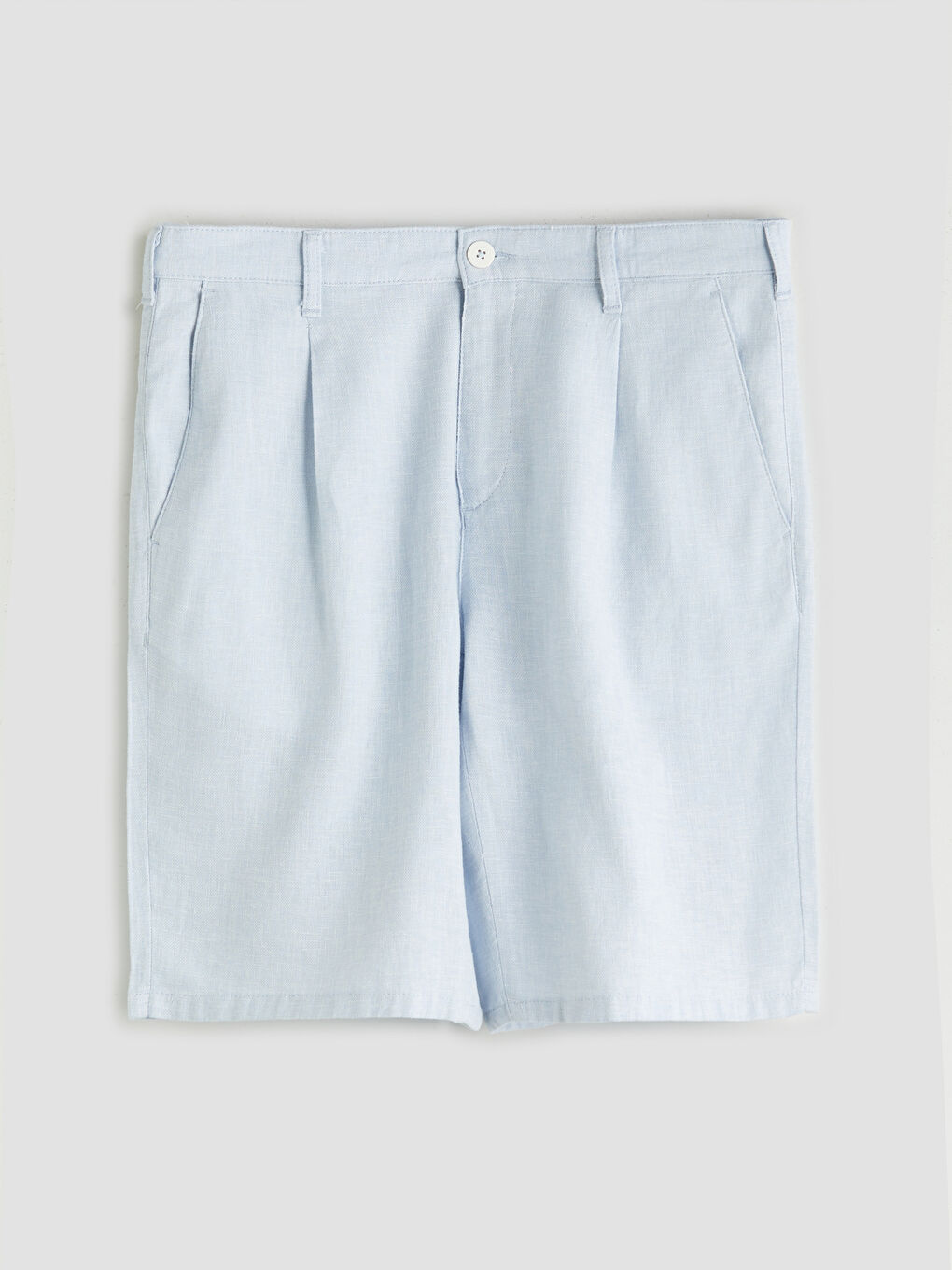 Shorts pour Hommes en Mélange de Lin à Coupe Standard-4