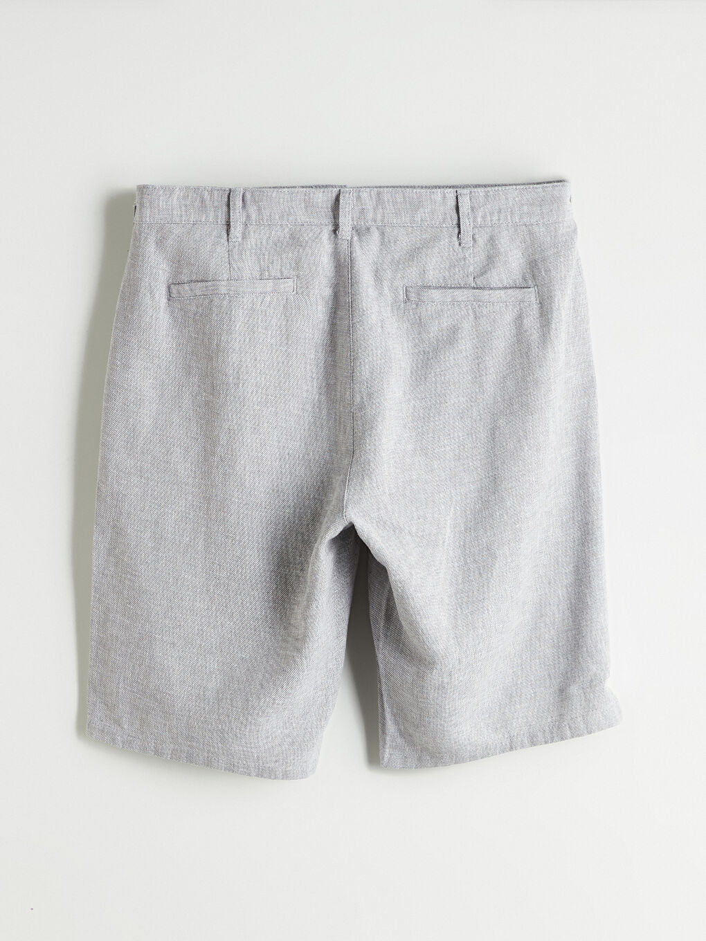Gri Standart Kalıp Keten Karışımlı Erkek Şort-5