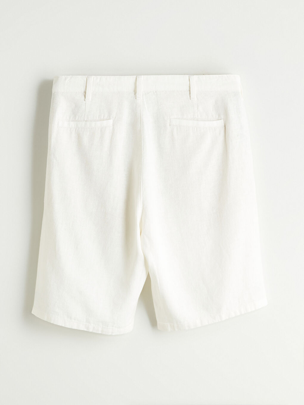 Ekru Standart Kalıp Keten Karışımlı Erkek Şort-5