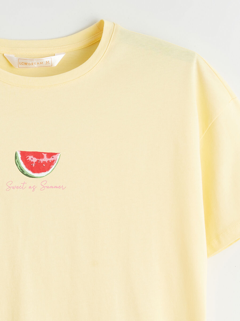 Sarı Bisiklet Yaka Karpuz Baskılı Kadın Pijama Üstü-5