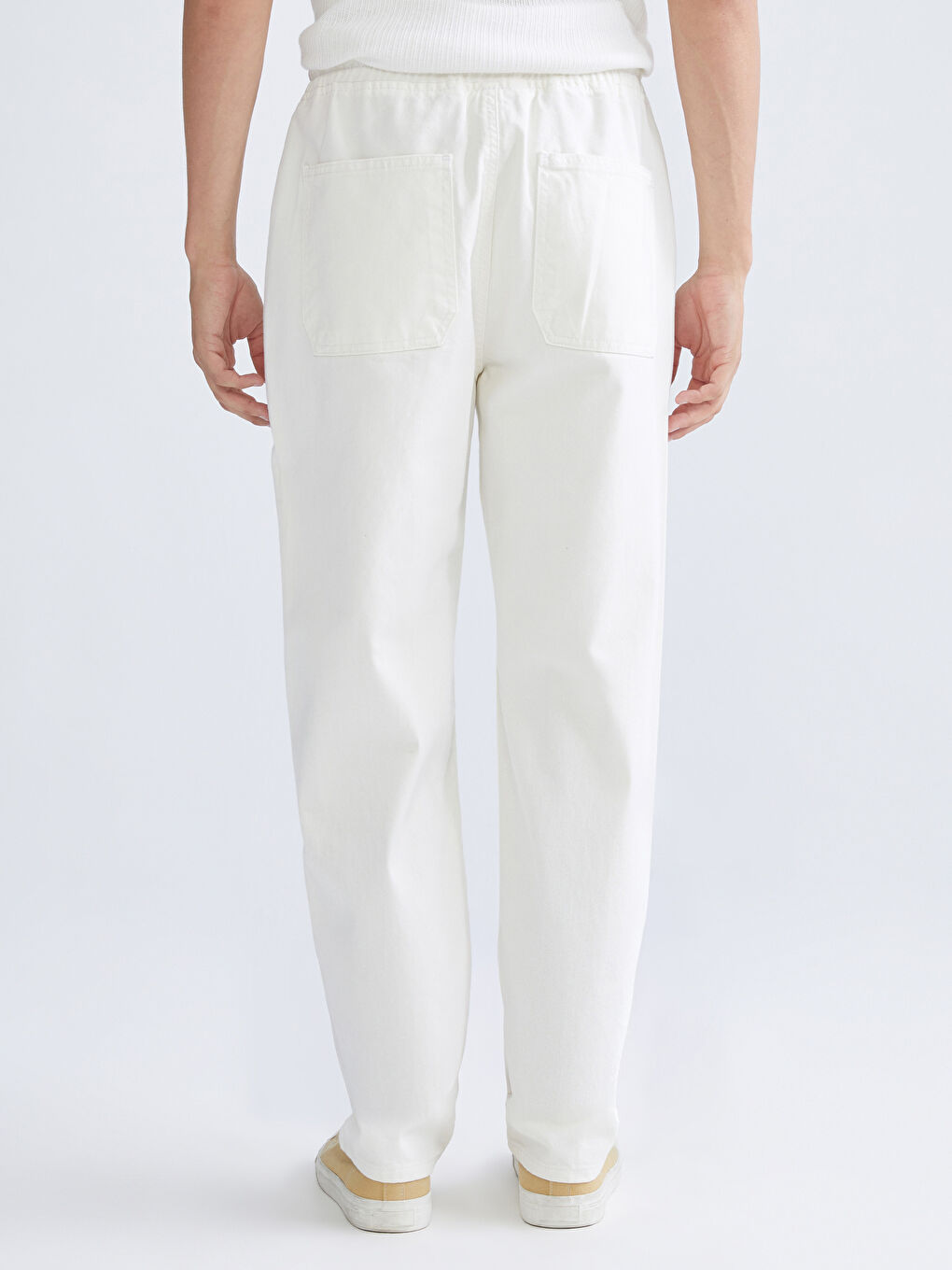 Beyaz Baggy Fit Erkek Jean Pantolon-6