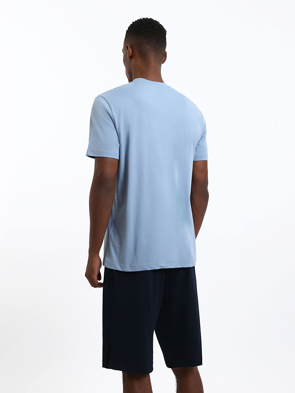 طقم بيجامة قصير عادي للرجال-4