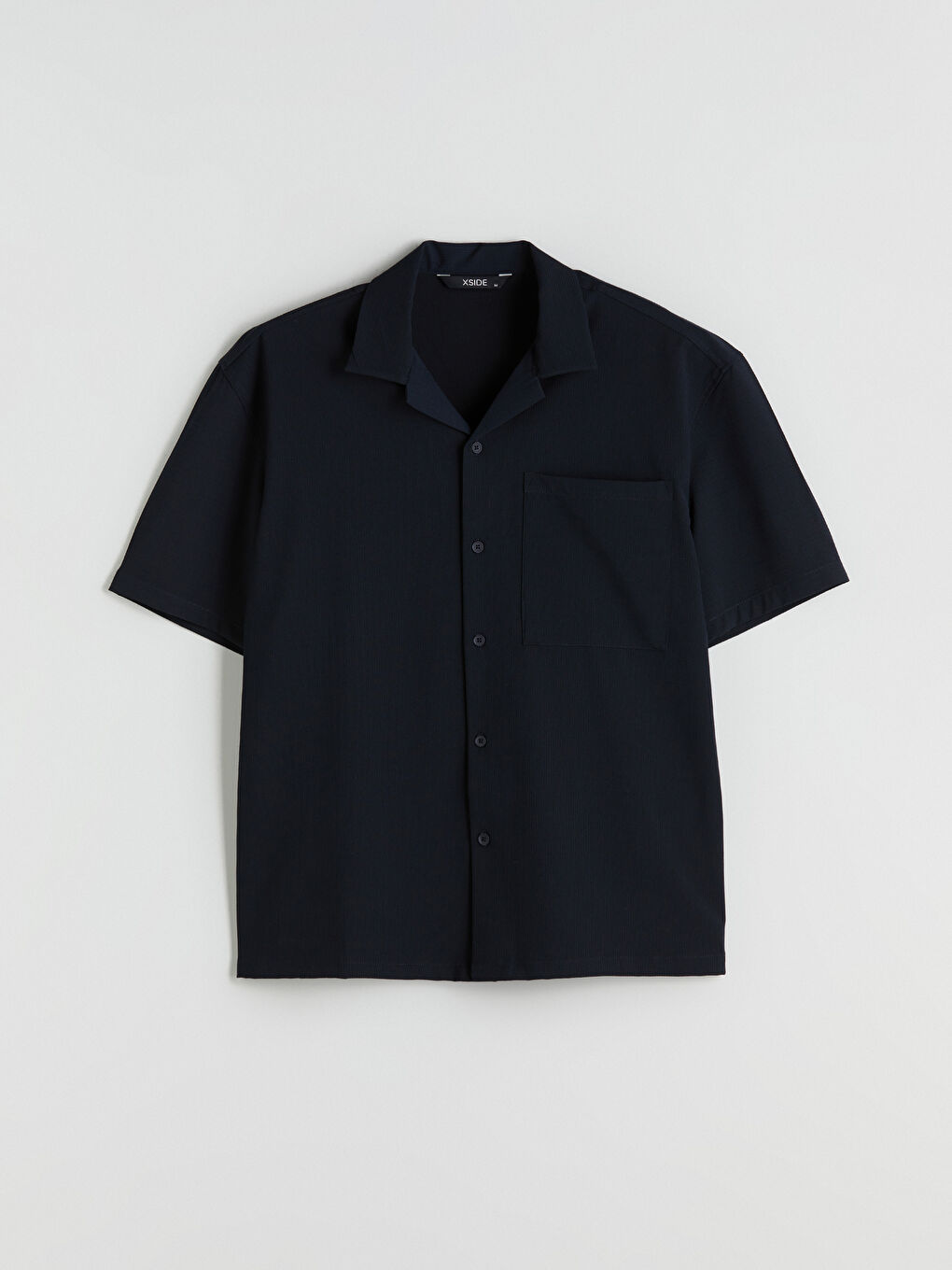 Lacivert Rahat Kalıp Kısa Kollu Erkek Gömlek-4