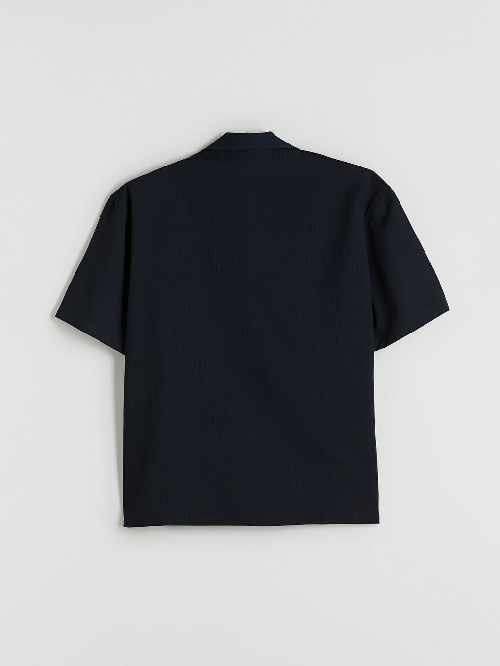 Lacivert Rahat Kalıp Kısa Kollu Erkek Gömlek-5