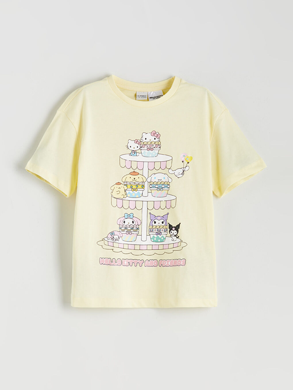Crew Neck Hello Kitty Printed Girls' T-Shirt
