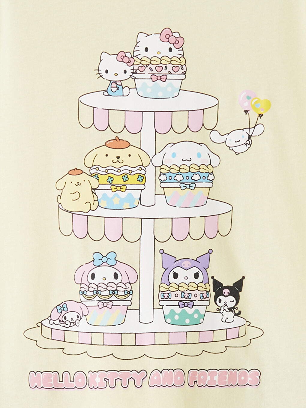 Crew Neck Hello Kitty Printed Girls' T-Shirt-2