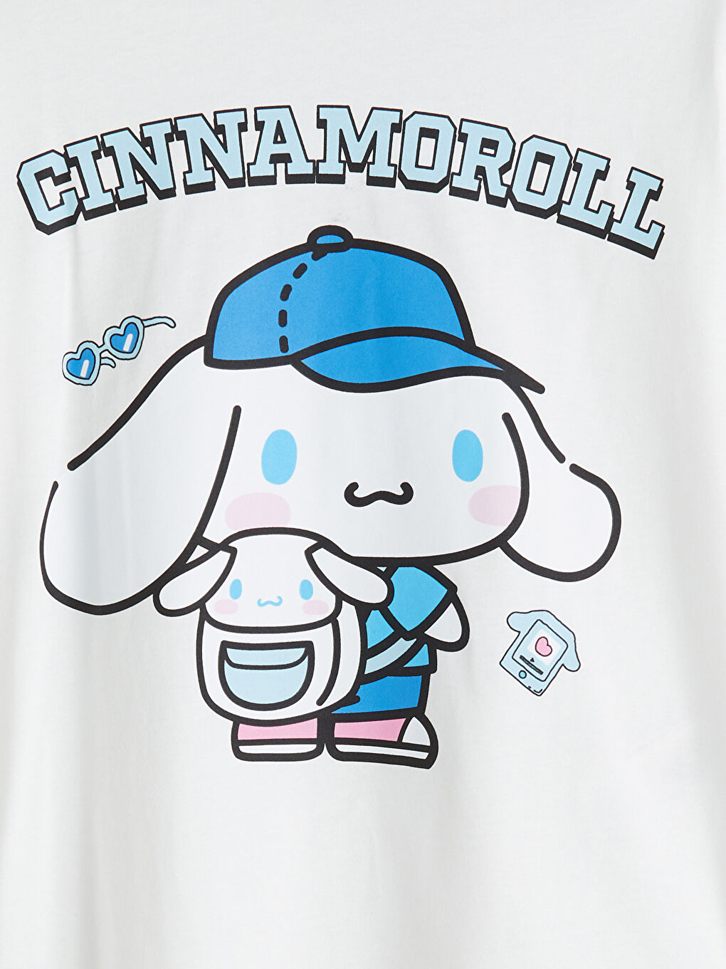 Ekru Bisiklet Yaka Cinnamoroll Baskılı Kız Çocuk Tişört-2