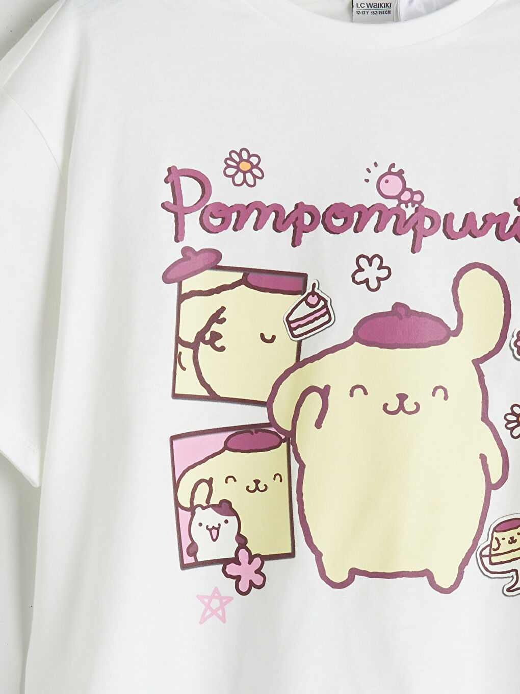 Crew Neck Pompompurin Printed Girls' T-Shirt-2