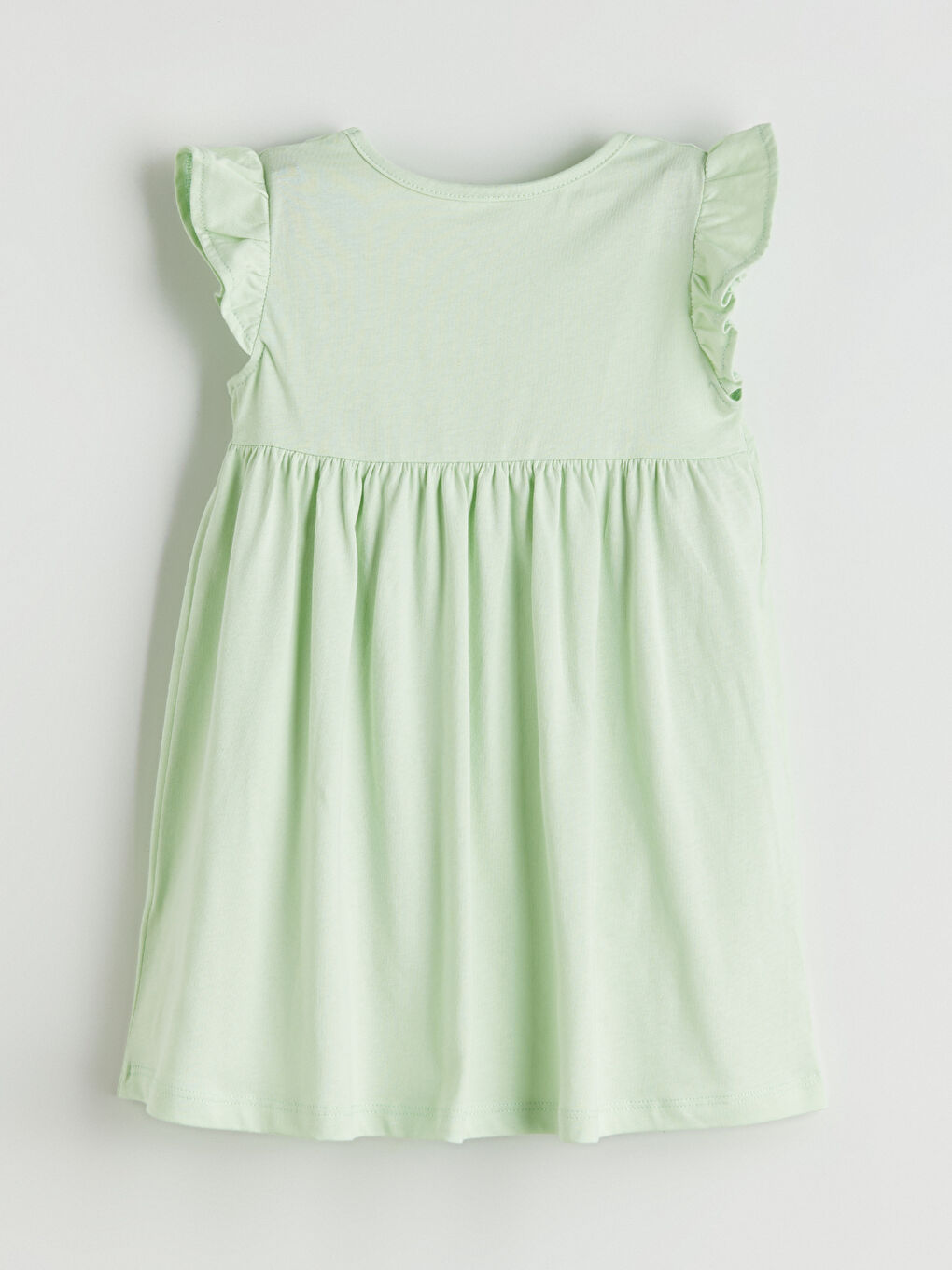 Yeşil Bisiklet Yaka Baskılı Fırfır Detaylı Kız Bebek Elbise-2