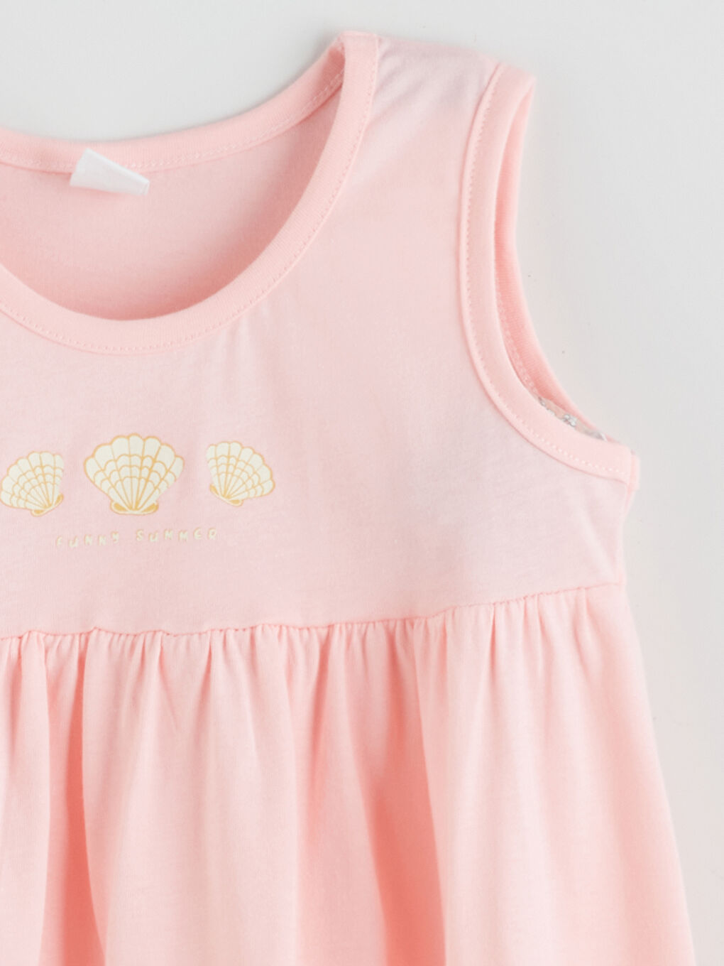 Pembe Bisiklet Yaka Kız Bebek Elbise-1
