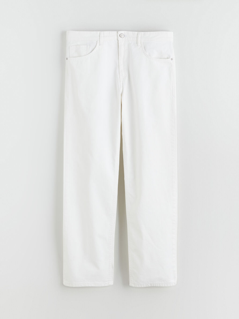 Beyaz Rahat Kalıp Erkek Jean Pantolon-4