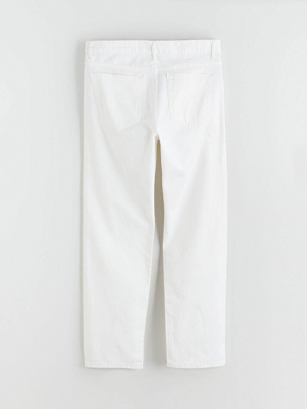 Beyaz Rahat Kalıp Erkek Jean Pantolon-5