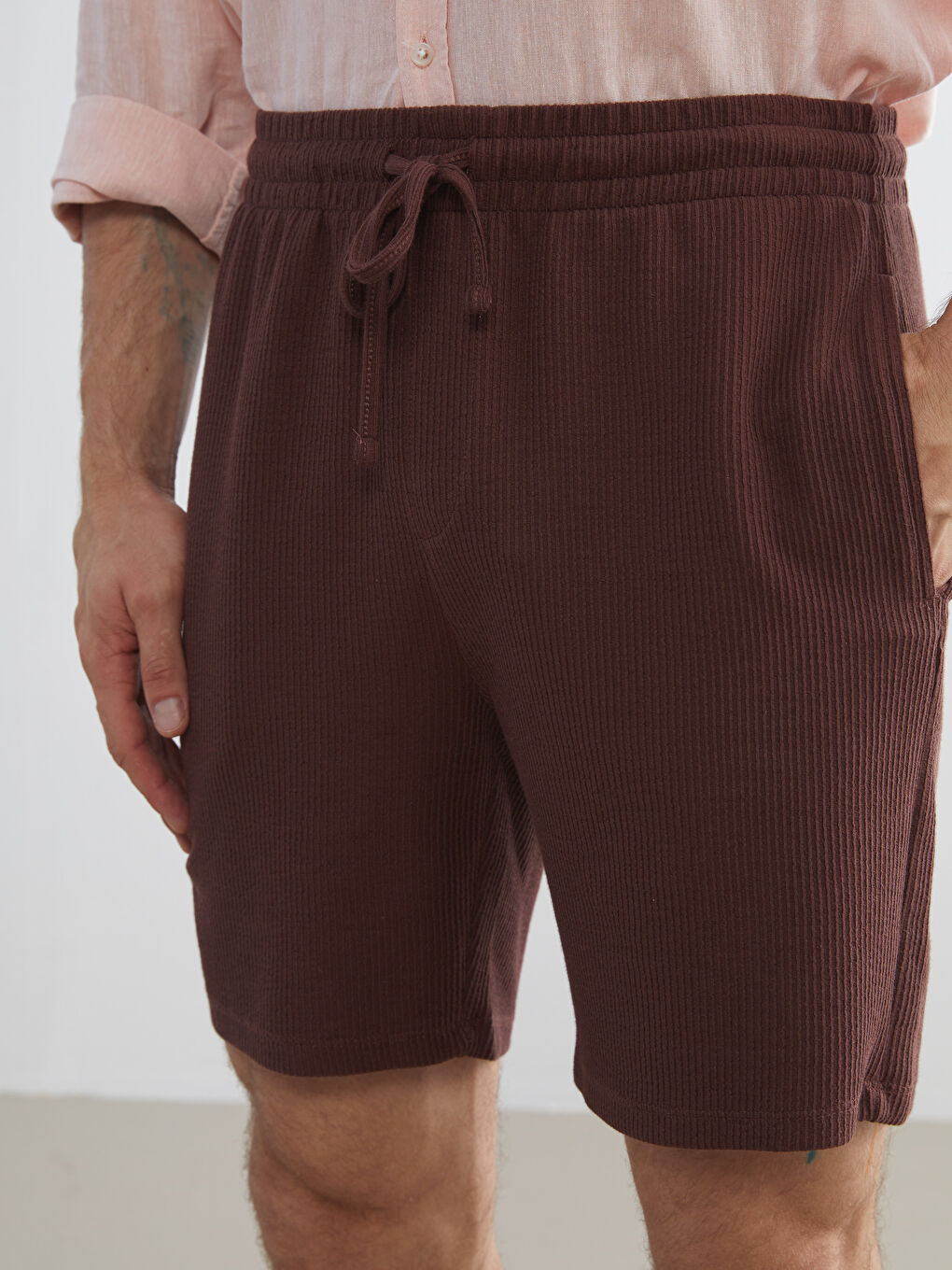 Bordo Standart Kalıp Erkek Şort-2