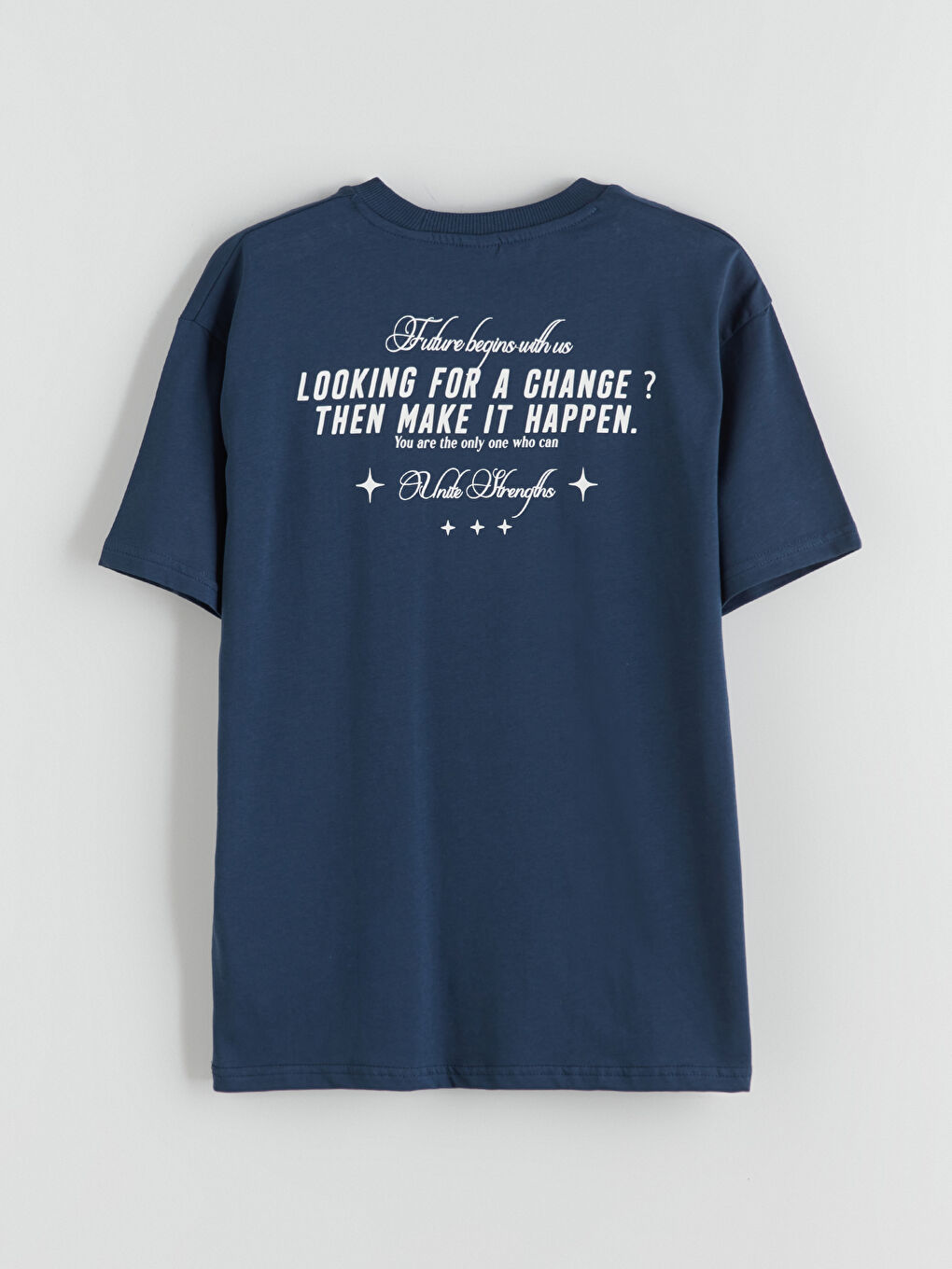 Lacivert Bisiklet Yaka Baskılı Erkek Çocuk Tişört-3