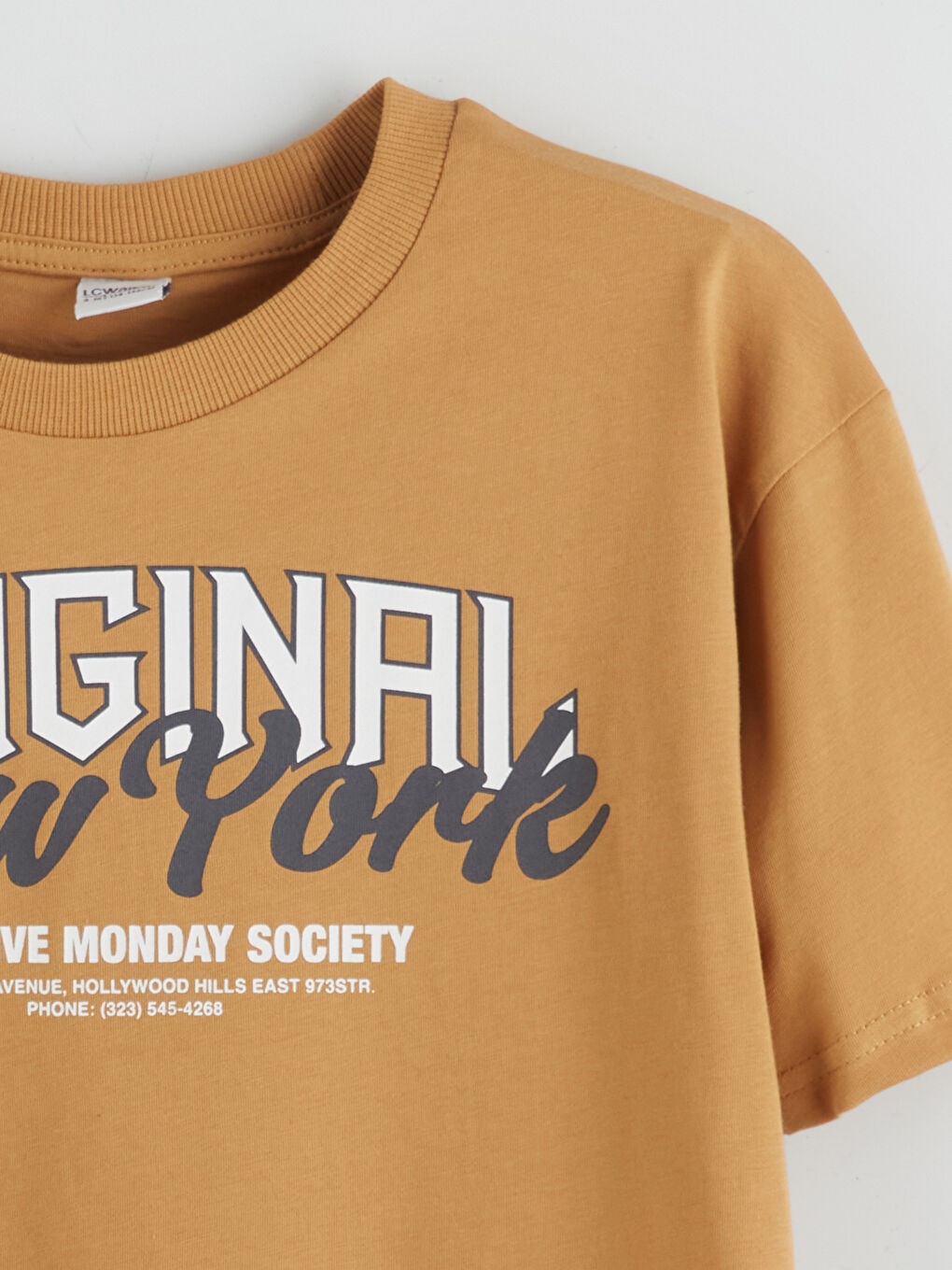 Haki Bisiklet Yaka New York Baskılı Erkek Çocuk Tişört-1