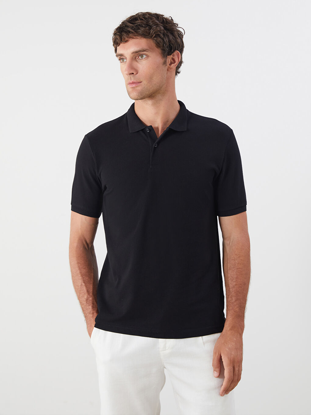 Siyah Polo Yaka Pike Erkek Tişört 2'li-1