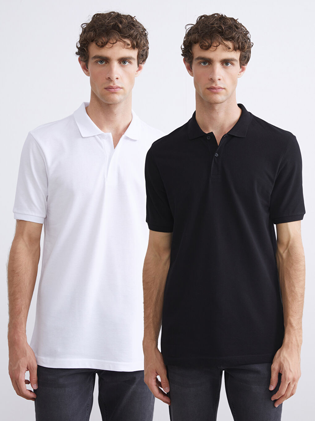 Siyah Polo Yaka Pike Erkek Tişört 2'li