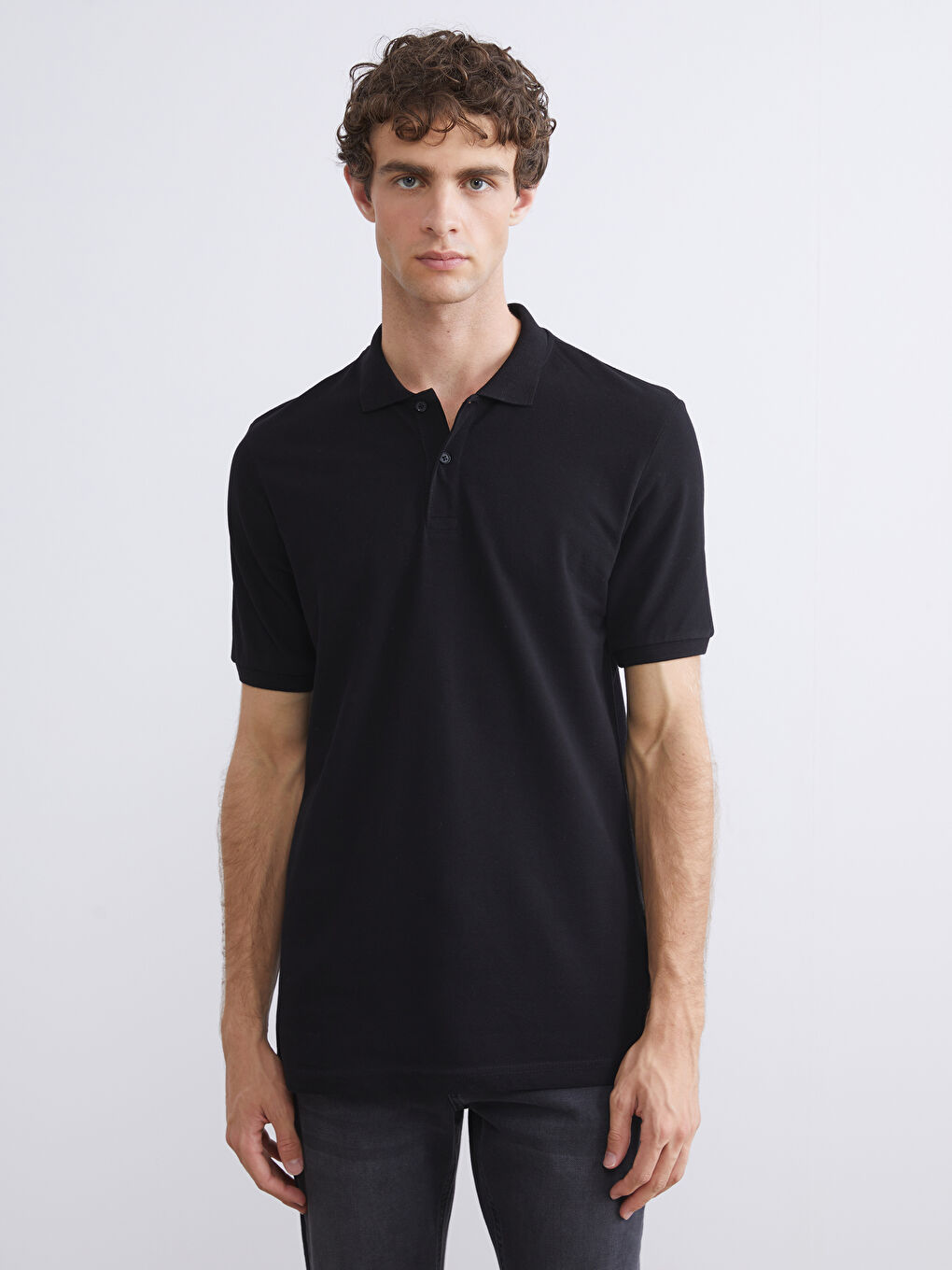 Siyah Polo Yaka Pike Erkek Tişört 2'li-4