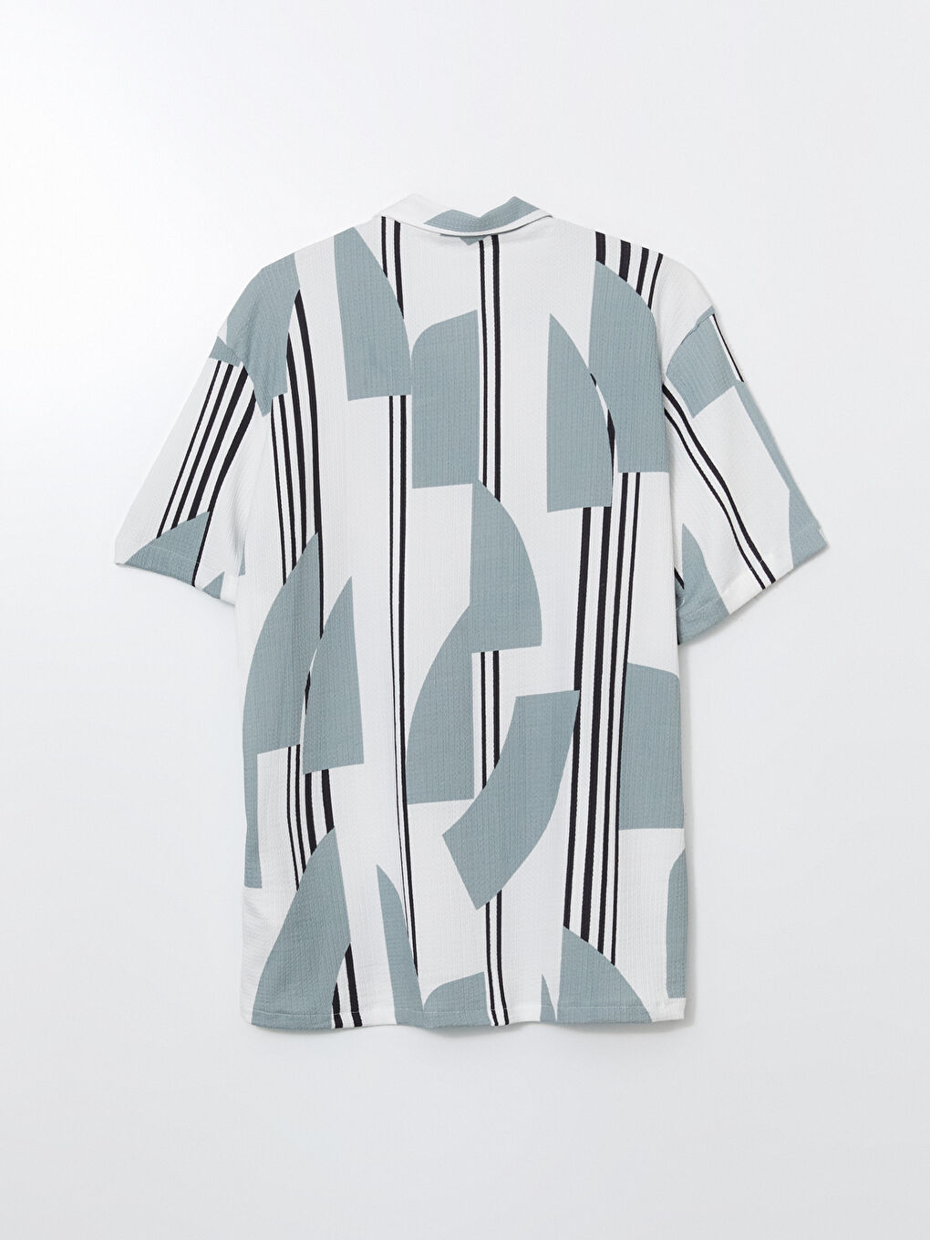 Yeşil Regular Fit Kısa Kollu Desenli Erkek Gömlek-5