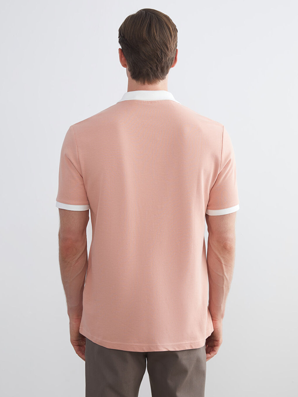 Pembe Polo Yaka Pike Erkek Tişört-3