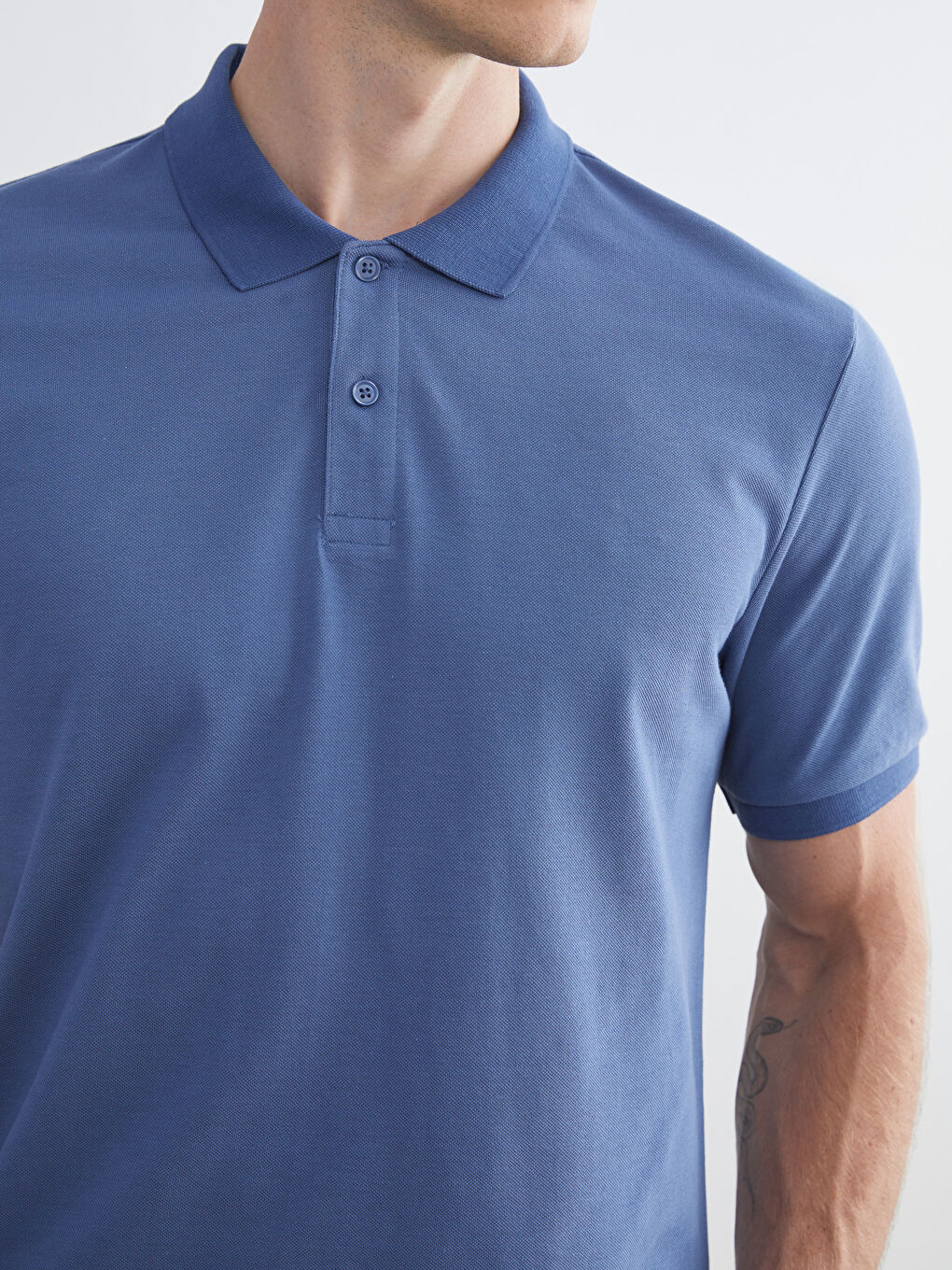 İndigo Polo Yaka Pike Erkek Tişört-2