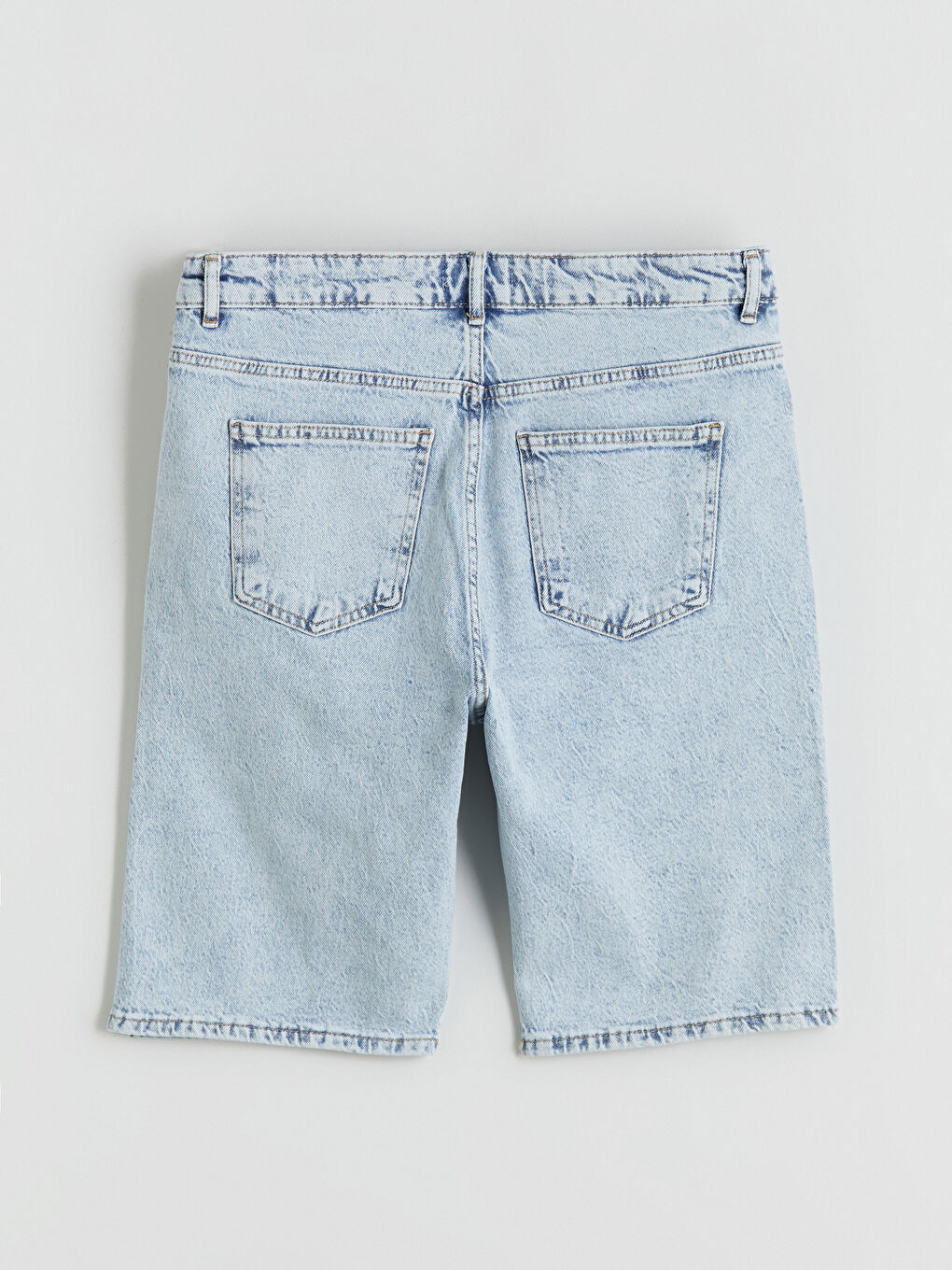 İndigo Standart Kalıp Erkek Jean Şort-5