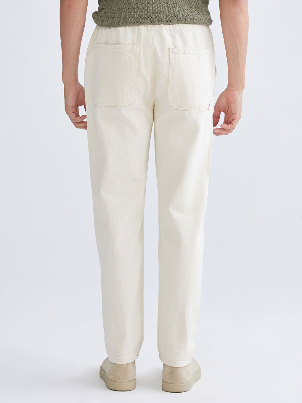 Ekru Loose Fit Erkek Jean Pantolon-3