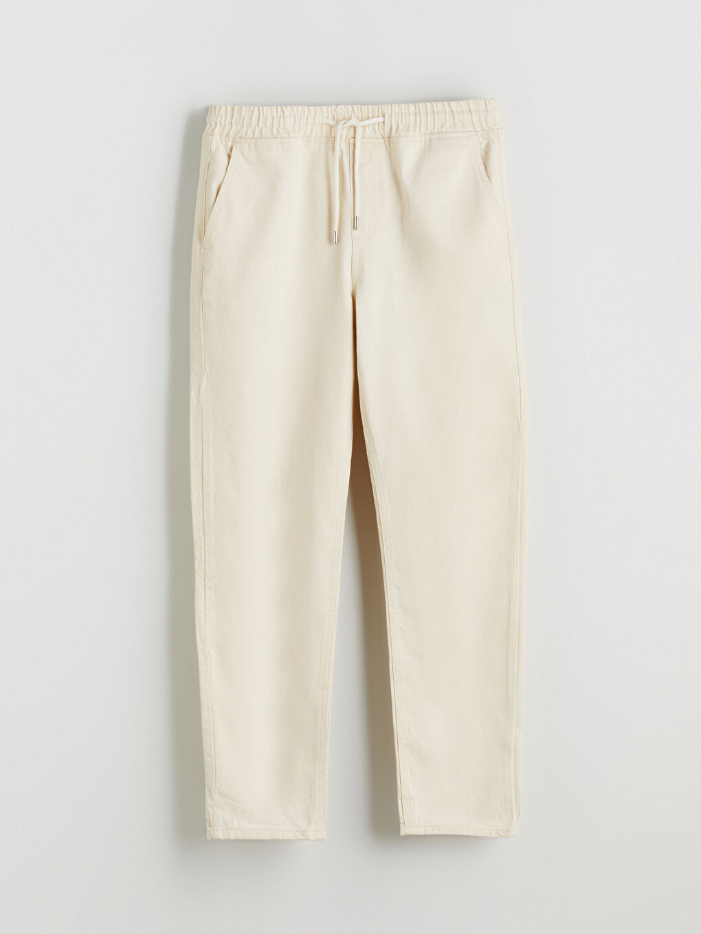 Ekru Loose Fit Erkek Jean Pantolon-4