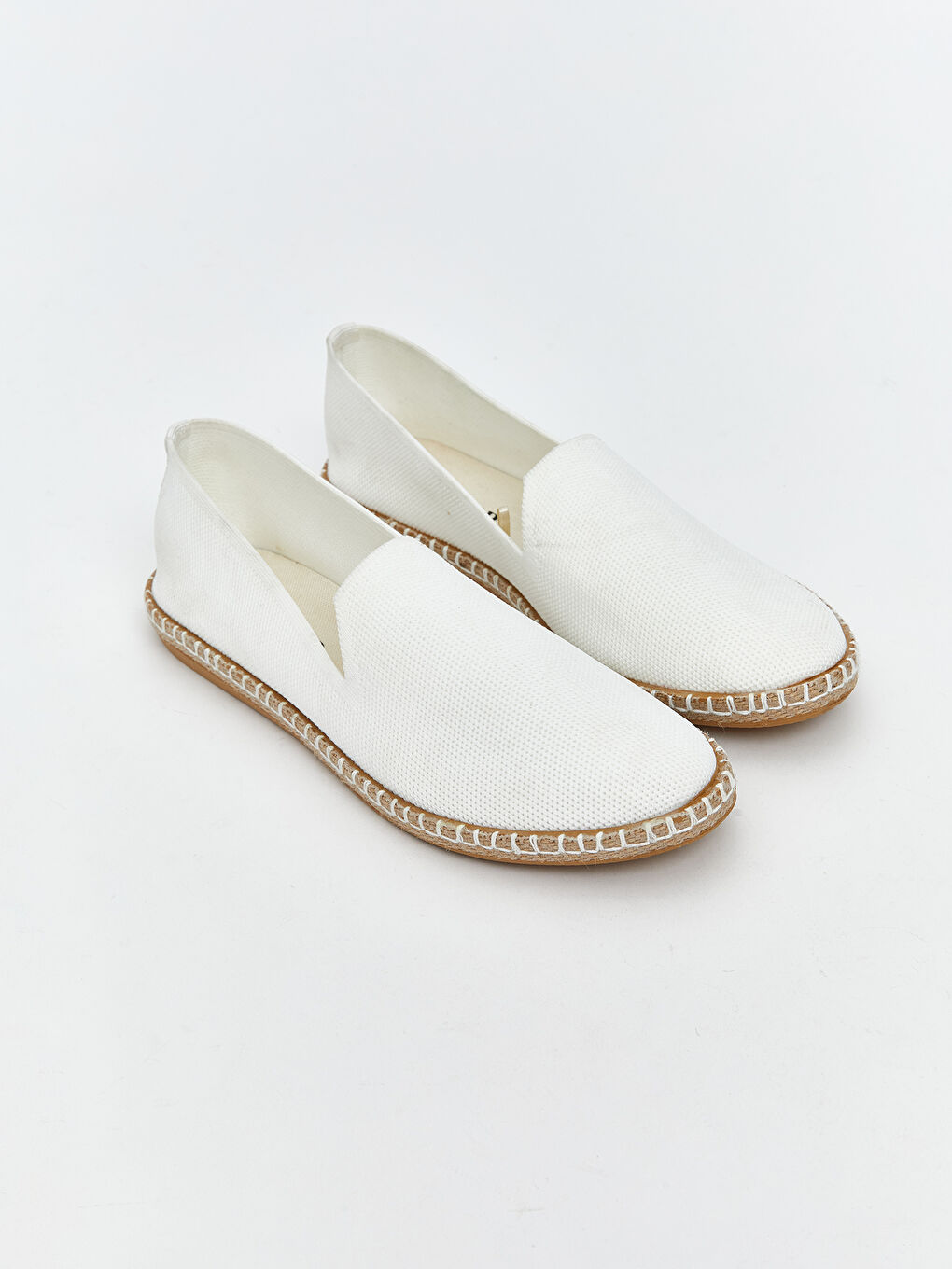 Beyaz Hasır Tabanlı Kadın Espadril