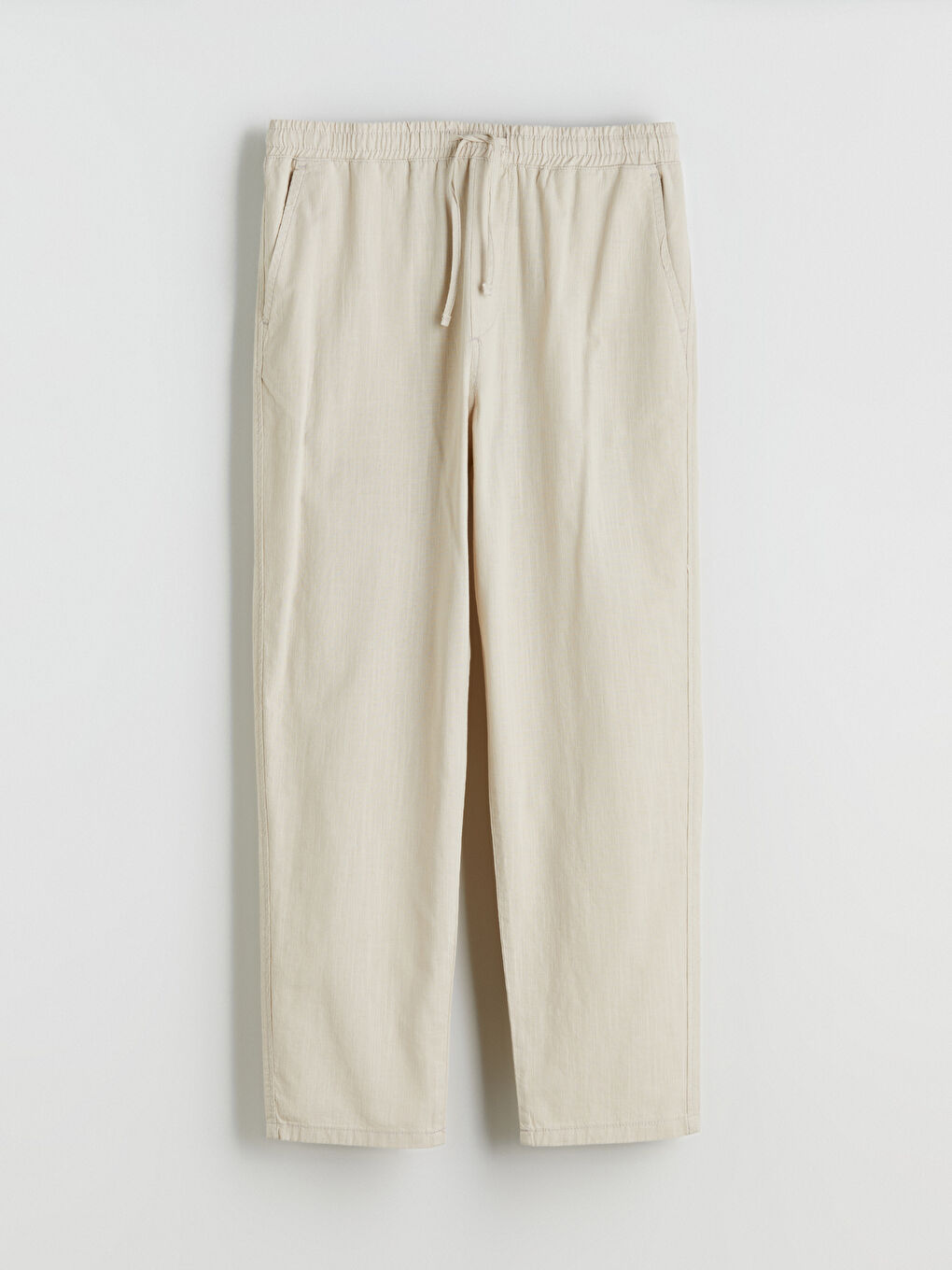 Gri Rahat Kalıp Keten Görünümlü Erkek Pantolon-4