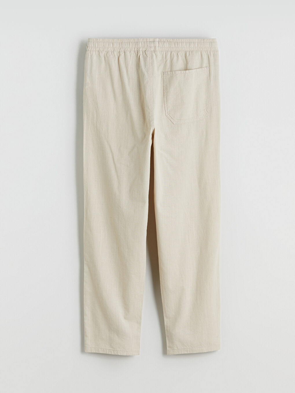 Gri Rahat Kalıp Keten Görünümlü Erkek Pantolon-5