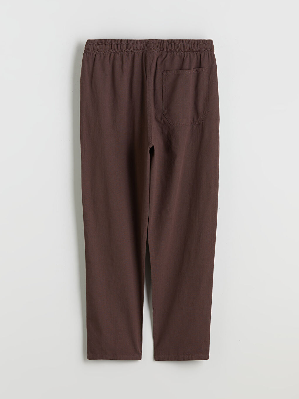 Kahverengi Rahat Kalıp Keten Görünümlü Erkek Pantolon-5