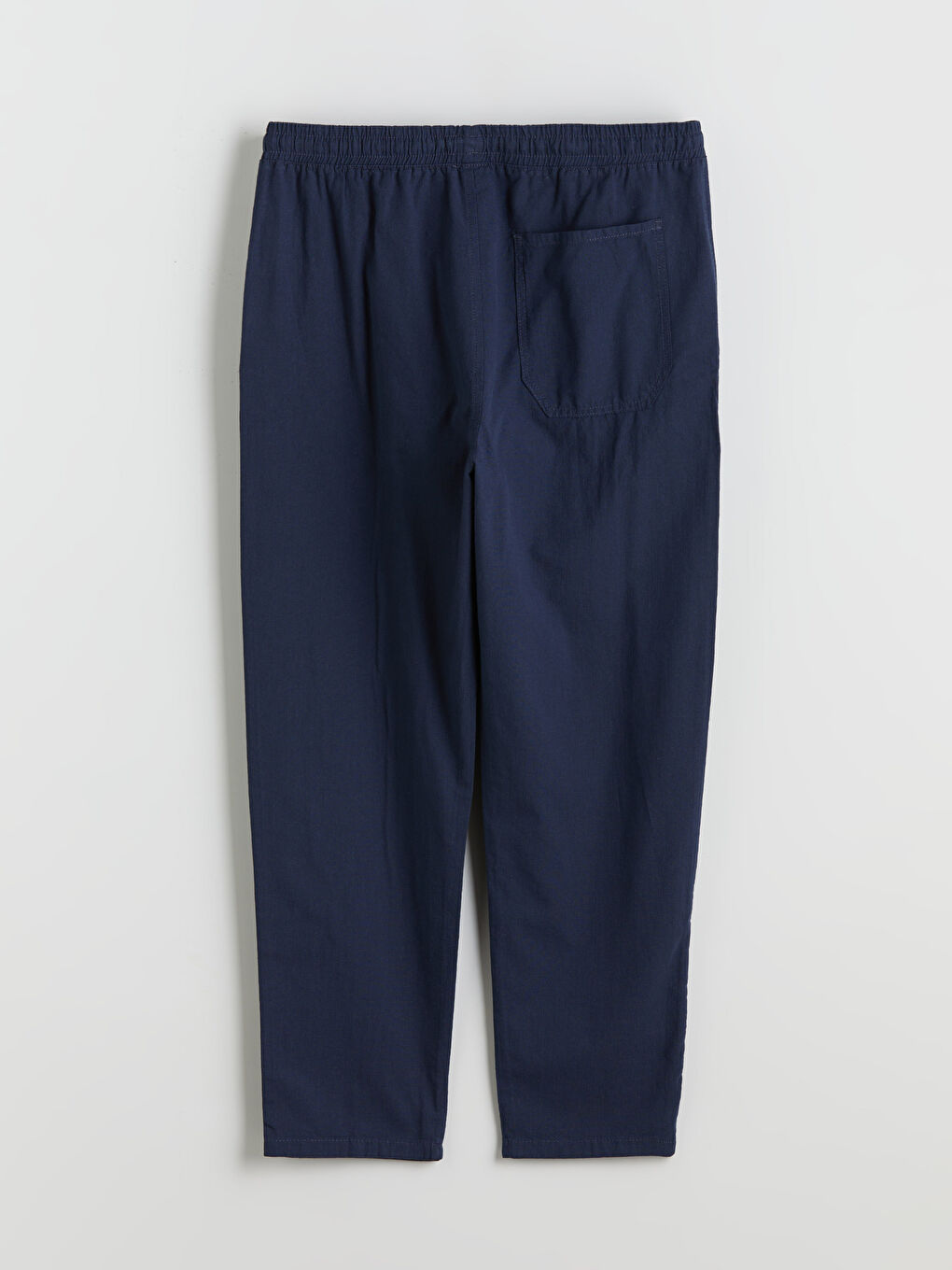 Lacivert Rahat Kalıp Keten Görünümlü Erkek Pantolon-5