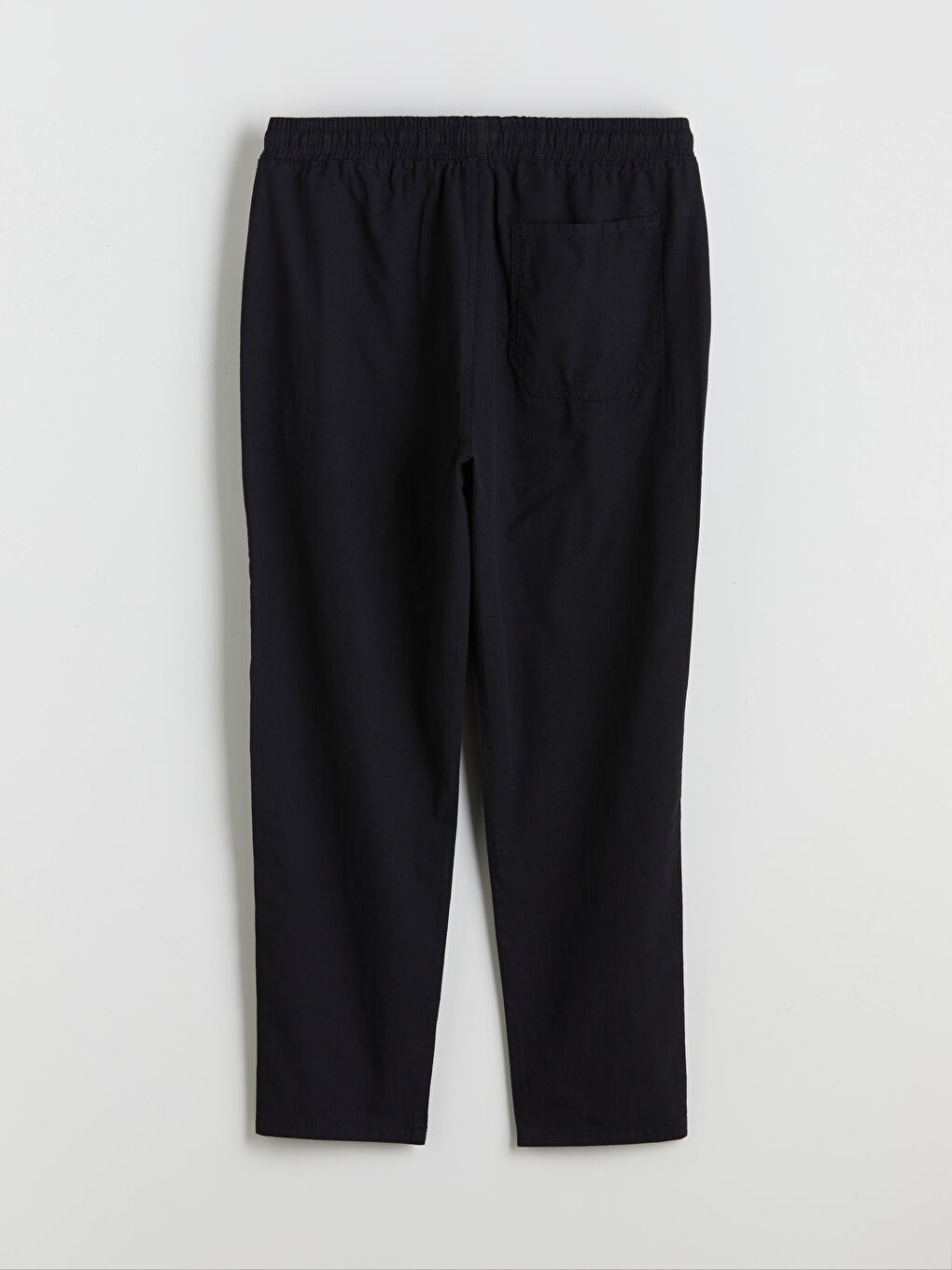 Siyah Rahat Kalıp Keten Görünümlü Erkek Pantolon-5