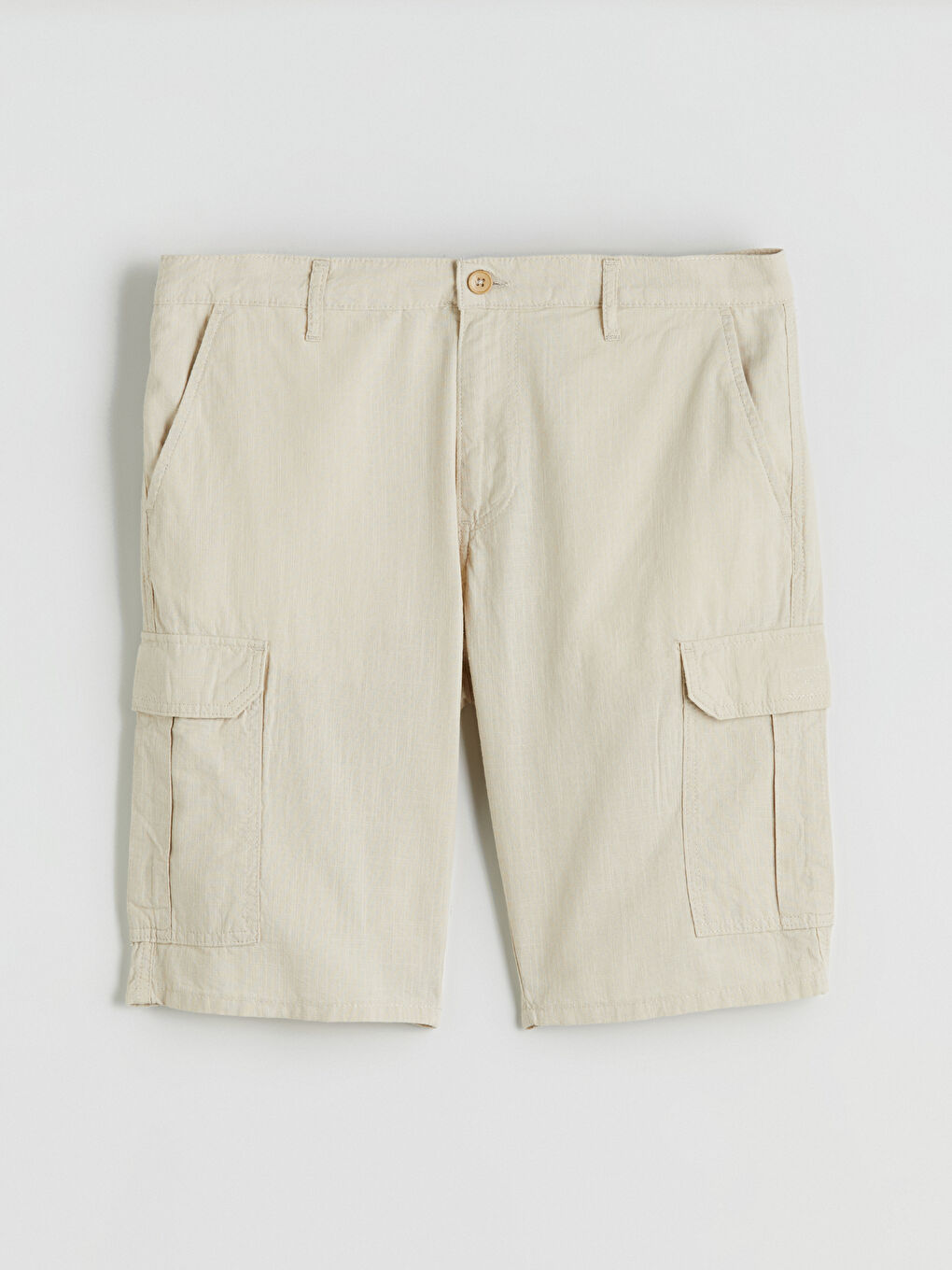 Gri Standart Kalıp Erkek Kargo Şort-4