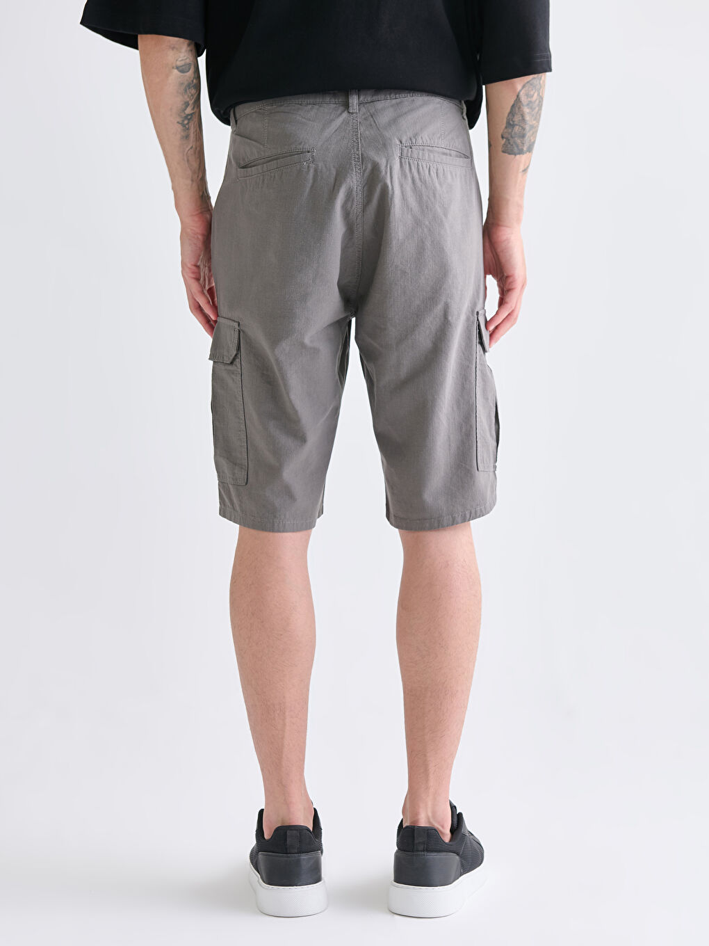 Antrasit Standart Kalıp Erkek Kargo Şort-3