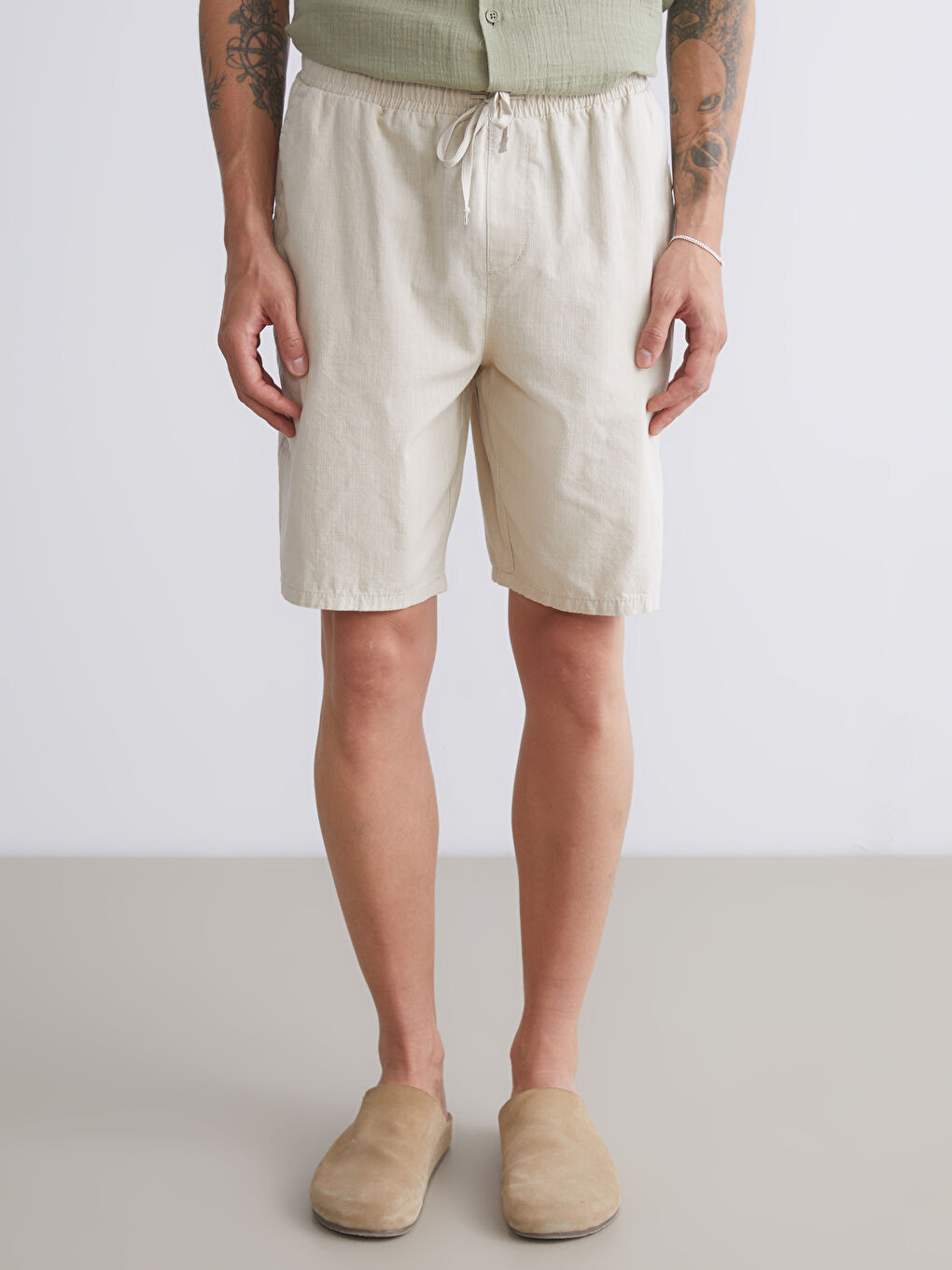 Gri Standart Kalıp Erkek Şort-1