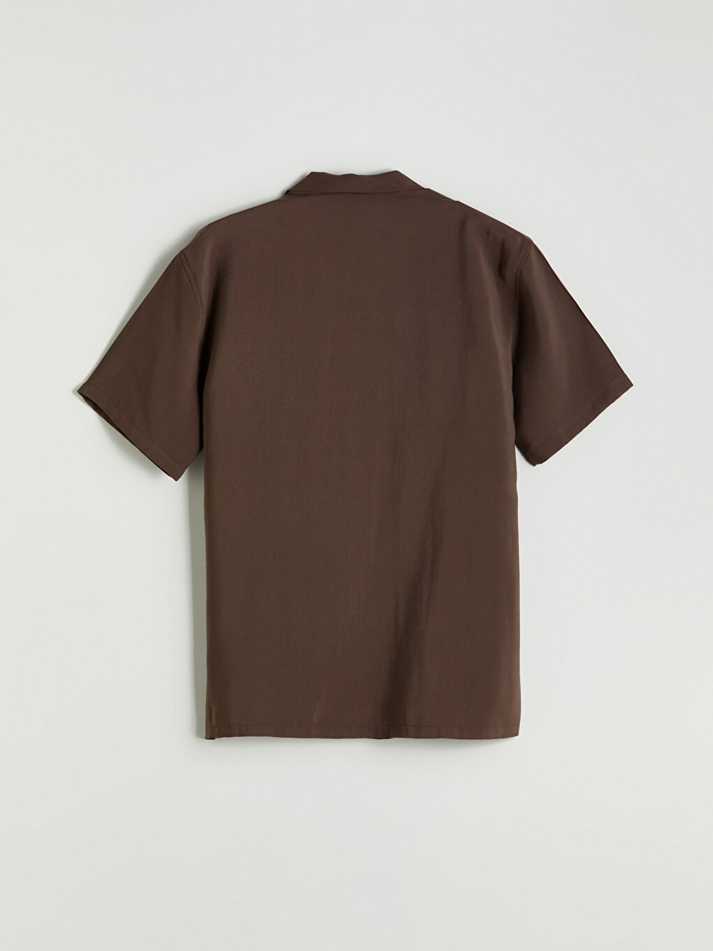 Kahverengi Regular Fit Kısa Kollu Armürlü Erkek Gömlek-9