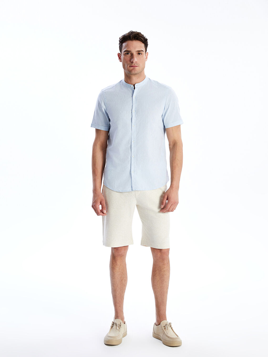 Mavi Regular Fit Kısa Kollu Keten Karışımlı Erkek Gömlek-3