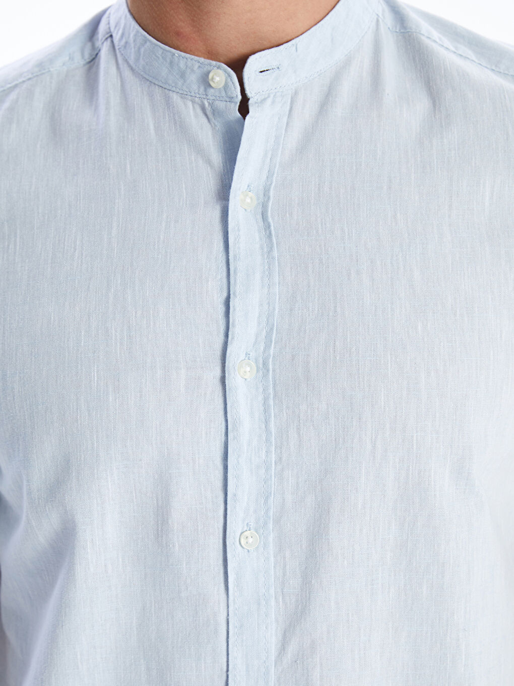 Mavi Regular Fit Kısa Kollu Keten Karışımlı Erkek Gömlek-5
