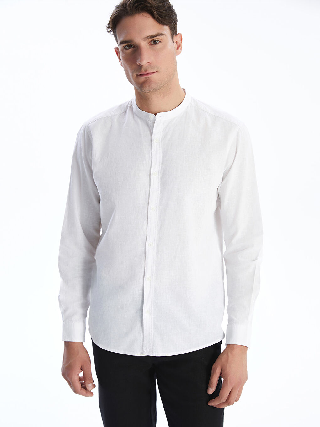LCW Vision Regular Fit Long Sleeve Linen Blend Men's Shirt -W5K481Z8-Q6K