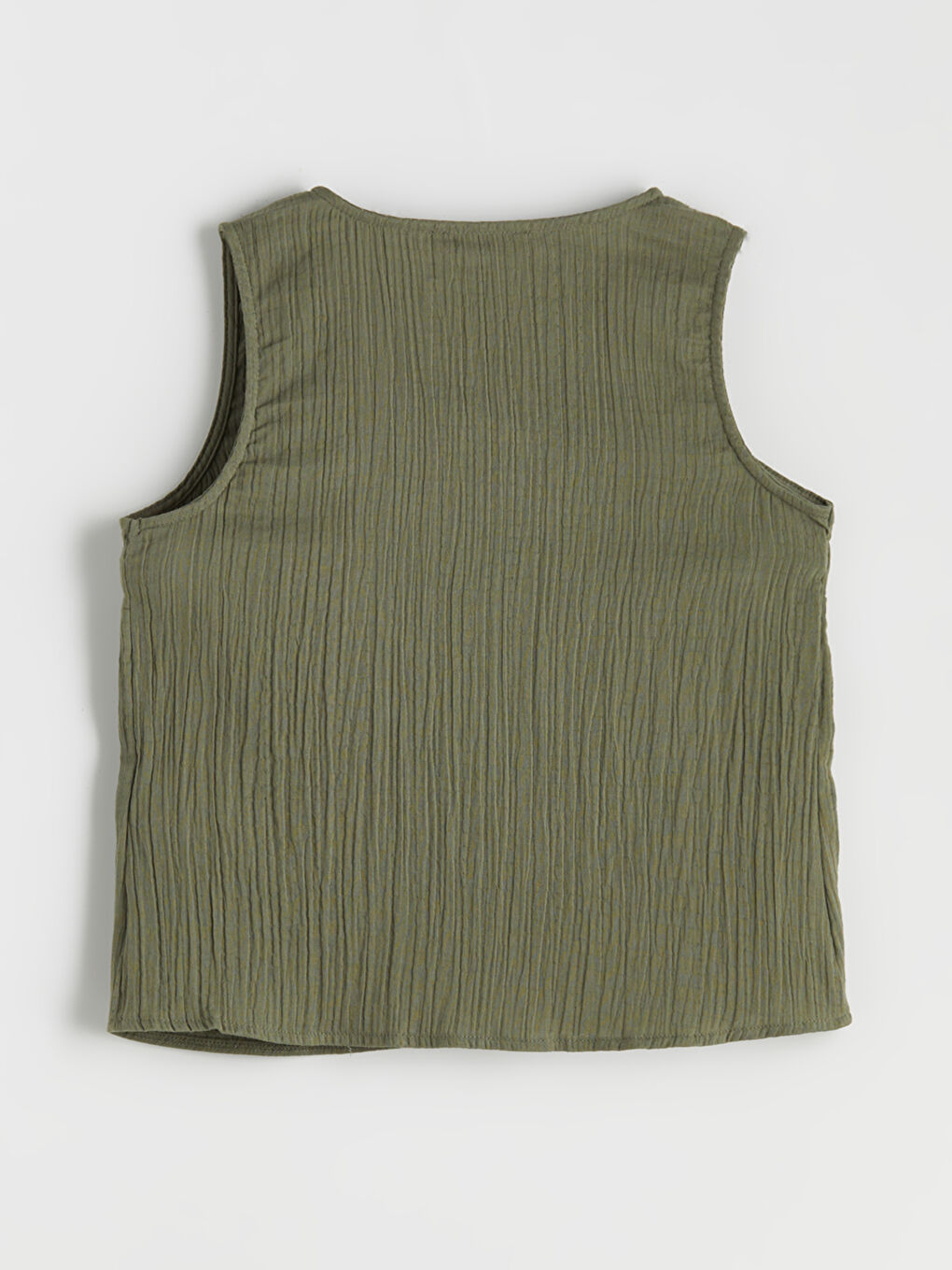 Haki Bisiklet Yaka Dokulu Müslin Bluz-5