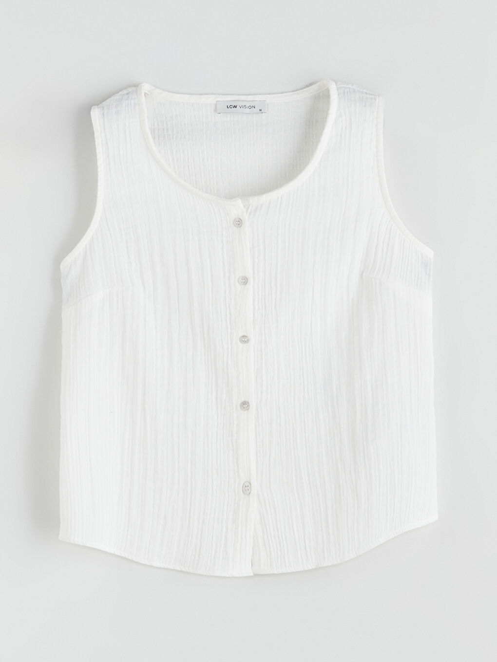 Ekru Bisiklet Yaka Dokulu Müslin Bluz-4