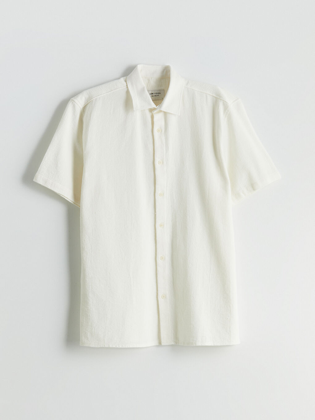 Ekru Regular Fit Kısa Kollu Armürlü Erkek Gömlek-8