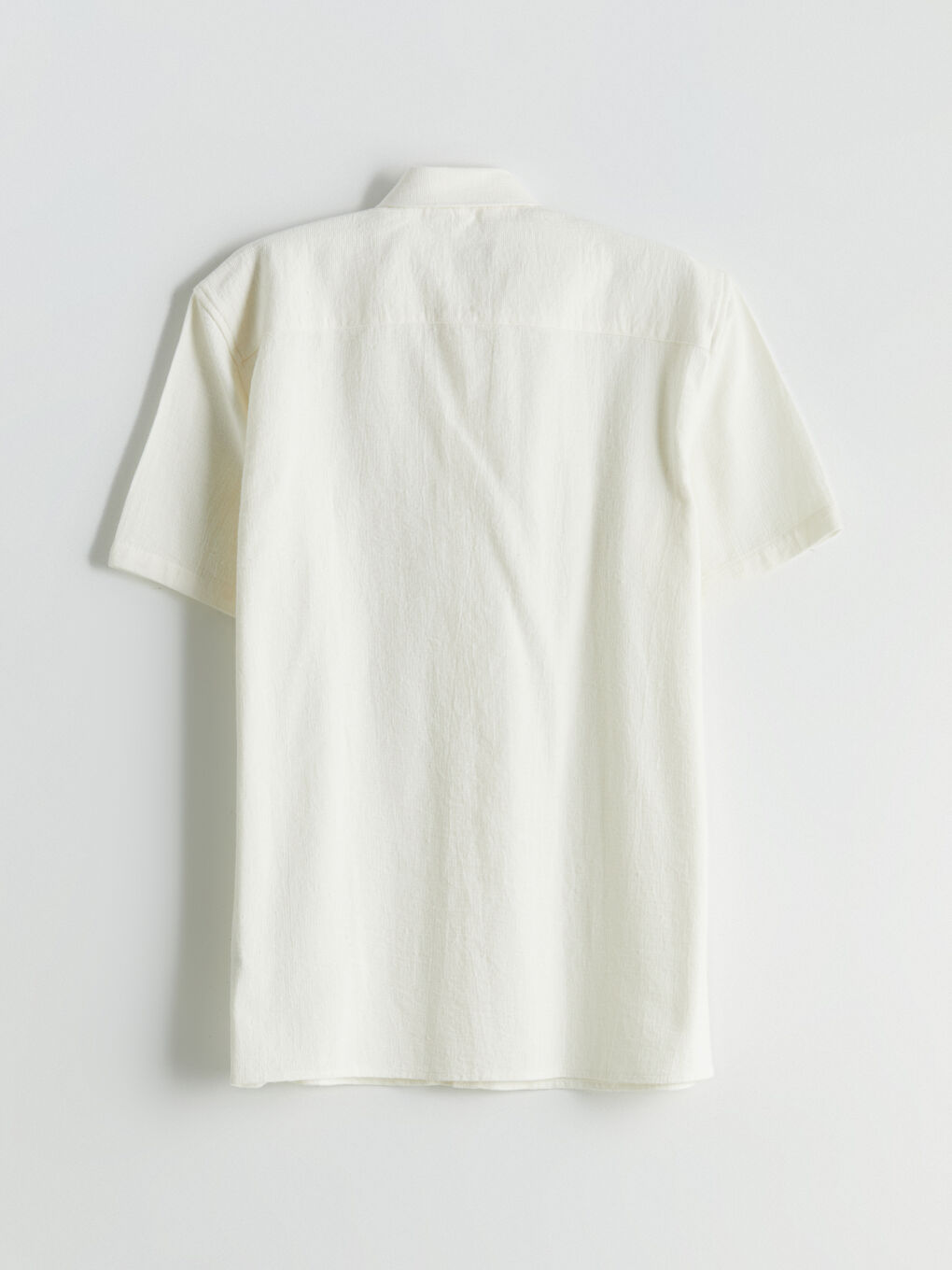 Ekru Regular Fit Kısa Kollu Armürlü Erkek Gömlek-9