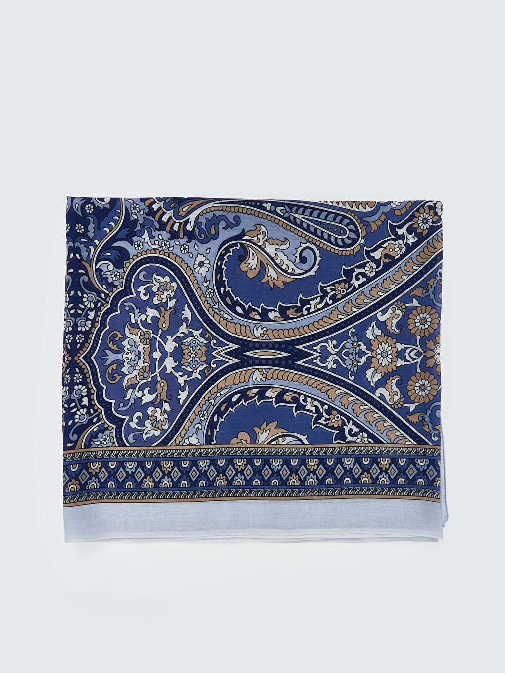 Bej Etnik Desenli Kadın Şal-1