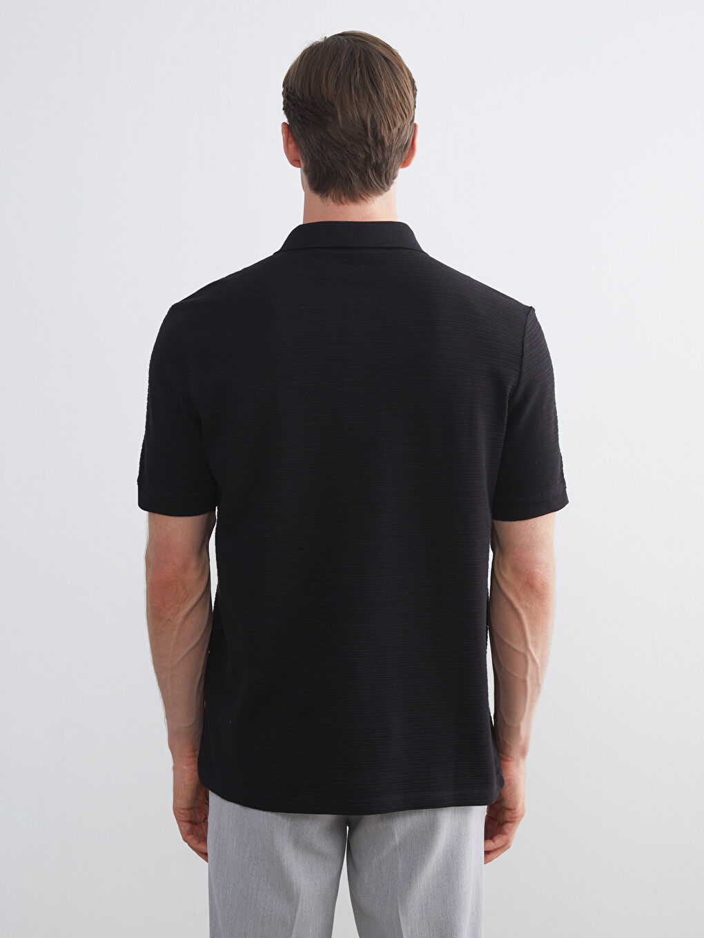 Siyah Polo Yaka Erkek Tişört-3